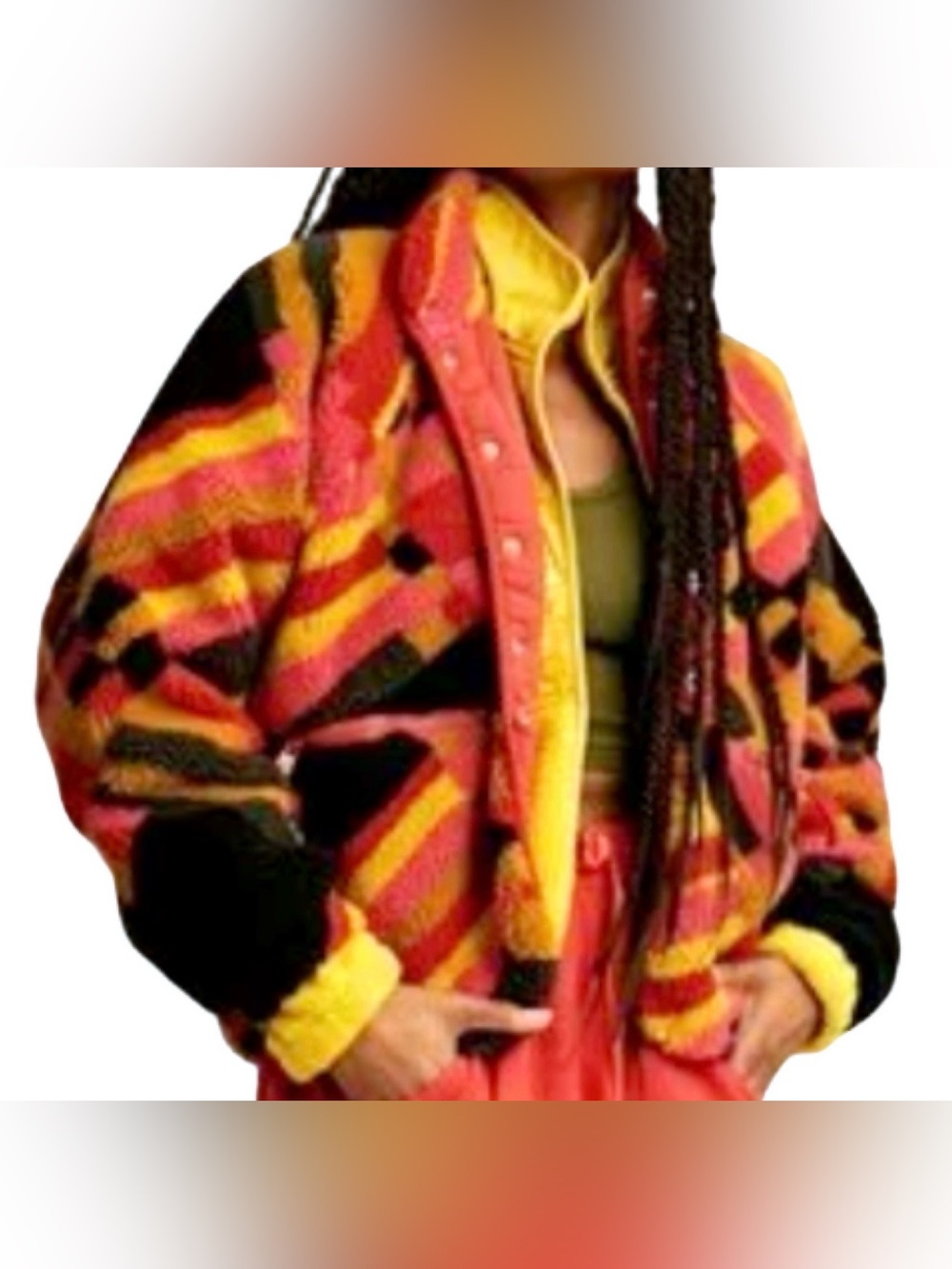 FREE PEOPLE FP MOVEMENT ROCKY RIDGE GEO PRINT FLEECE JACKET COAT XS
